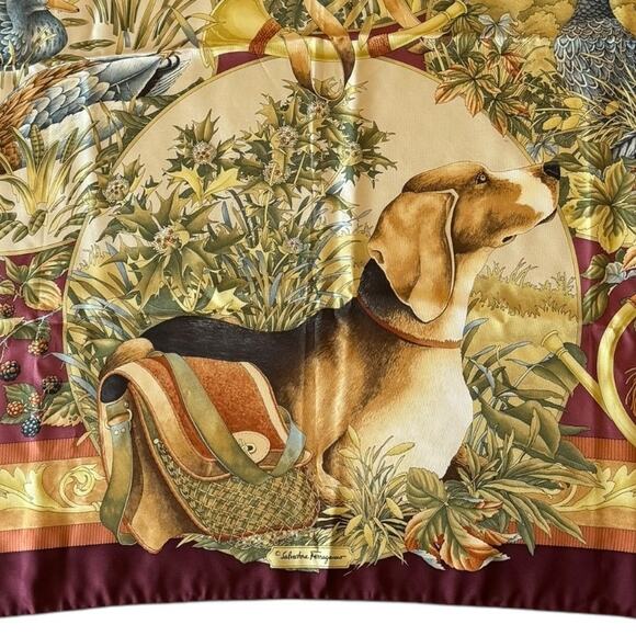 Salvatore Ferragamo 100 % Silk Scarf with Box - Picture 7 of 16